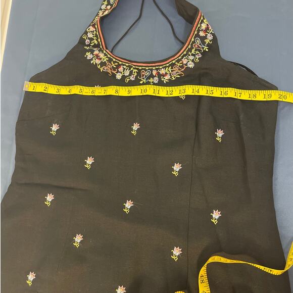 Kenar Halterneck Embroidered Maxi Dress with a Slit on the Left Side Black Sz 16 - Picture 6 of 12